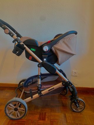 Carrito de bebé y silla coche color beige