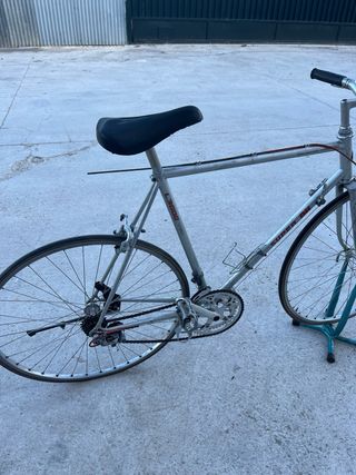 Bicicleta de carretera plateada