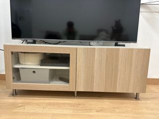 Mueble TV madera y cristal