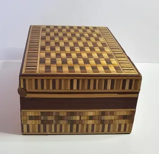 Scatola legno intarsiato mosaico