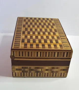 Scatola legno intarsiato mosaico