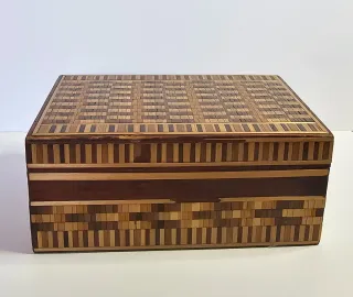 Scatola legno intarsiato mosaico