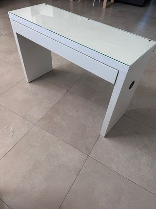 Mesa tocador/uñas cristal y madera