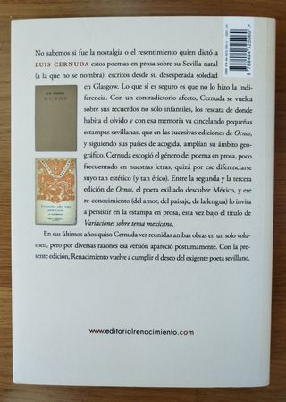 Cernuda. Nostalgia. Sevilla. Poesía en prosa