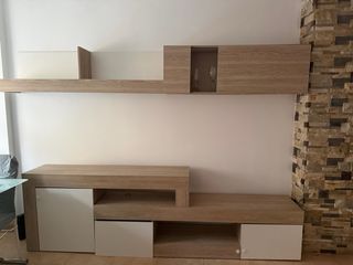 Conjunto Muebles Comedor Madera y Blanco