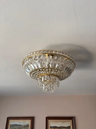 Lámpara de techo Swarovski dorada