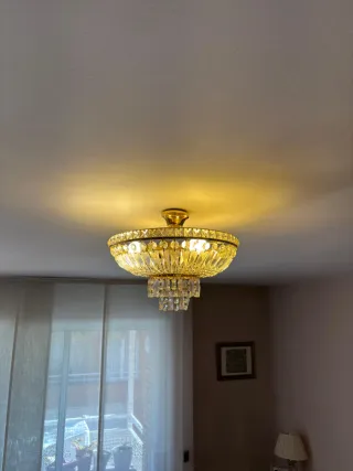Lámpara de techo Swarovski dorada