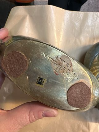 2 Jarrones A. Delbaux Metal Dorado y Plateado