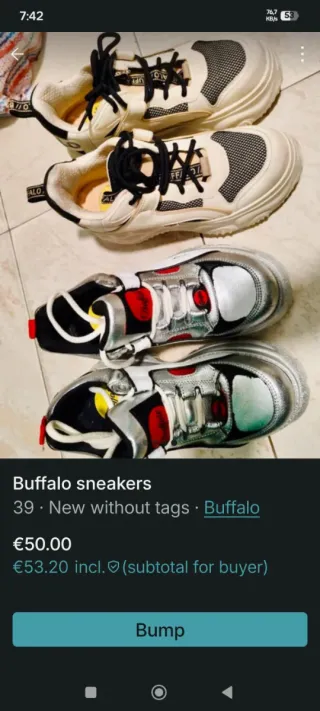 Zapatillas Buffalo Talla 38 Beige/Negro