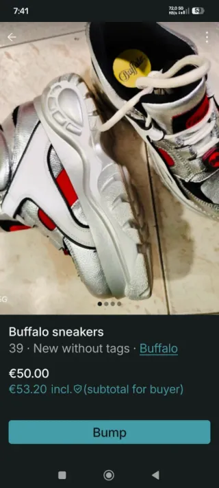 Zapatillas Buffalo plateadas talla 39