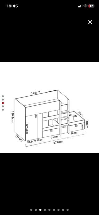 Cama tren con armario y cajones