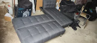 Sofá Cama Gris 2 Piezas