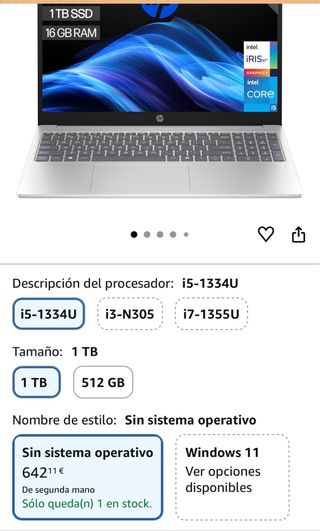 HP Portátil 15.6 FHD 1TB SSD