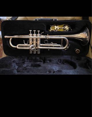 Trompeta plateada con estuche