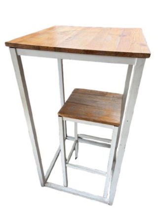 Mesa alta y 2 taburetes madera y metal