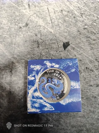 Moneda Plata 50000 Kip 2024 Dragón