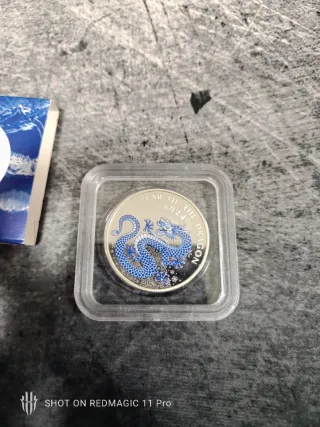 Moneda Plata 50000 Kip 2024 Dragón