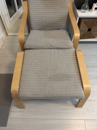 Sillón y reposapiés Ikea madera