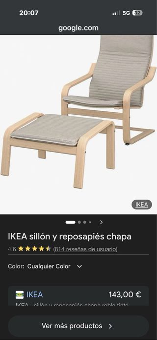 Sillón y reposapiés Ikea madera