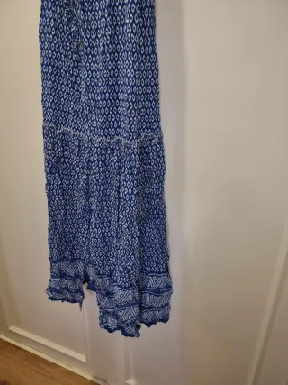 Vestido largo estampado azul y blanco