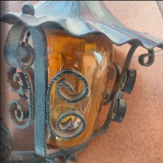 Farola rústica exterior metal y cristal