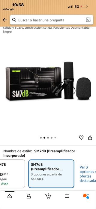 Micrófono Shure SM7dB con preamplificador