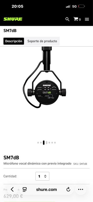 Micrófono Shure SM7dB con preamplificador