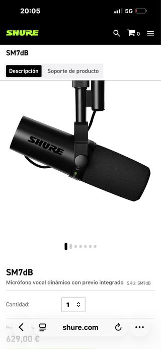 Micrófono Shure SM7dB con preamplificador