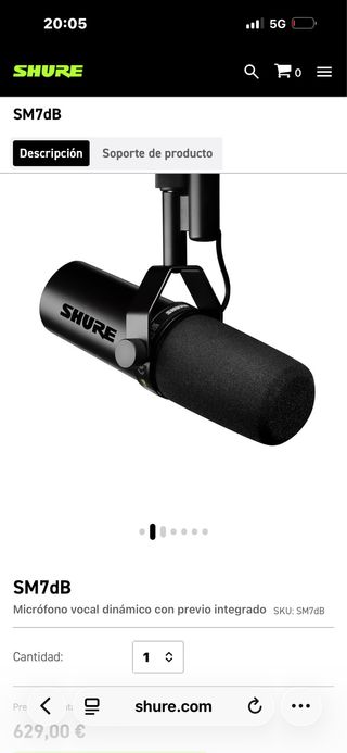 Micrófono Shure SM7dB con preamplificador