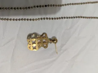 Colgante y pendientes ositos dorado