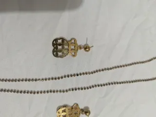 Colgante y pendientes ositos dorado