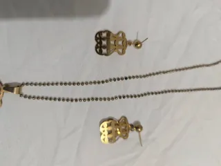 Colgante y pendientes ositos dorado