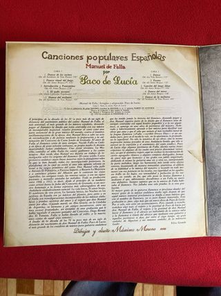 Vinilo Paco de Lucía Interpreta a Manuel de Falla