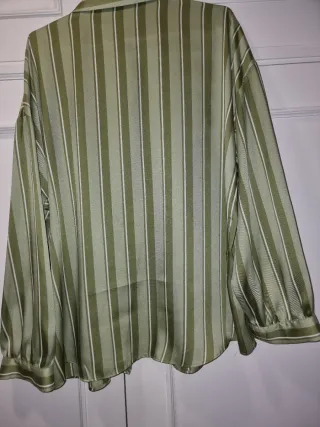 Camisa Zara Rayas Verde Talla M