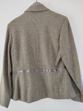 Traje vestido chaqueta CAROLL beige y marrón