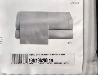 Sábanas de franela cama 150 gris (A ESTRENAR)