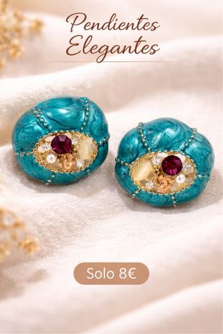 Pendientes vintage morados y turquesa