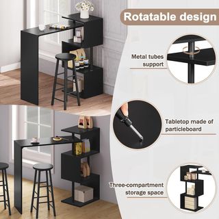 Mesa de Bar de Bistro de Comedor 3 estantes WOLTU