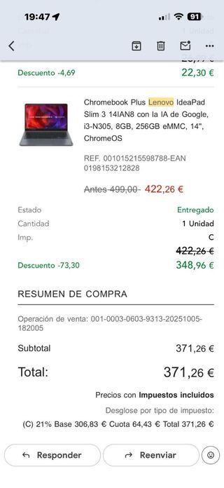 Portátil Lenovo Chromebook Plus Slim