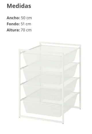 Estantería metálica blanca 4 cestas