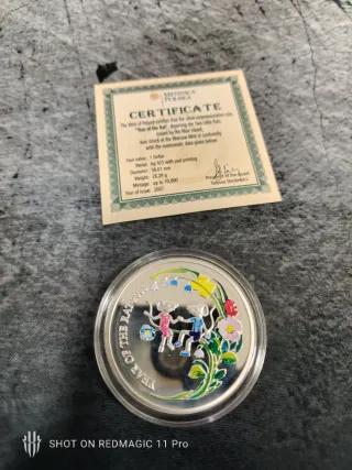 Moneda Plata 1 Dólar Niue 2007 Año Rata