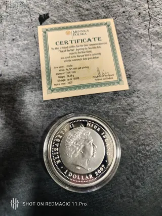 Moneda Plata 1 Dólar Niue 2007 Año Rata