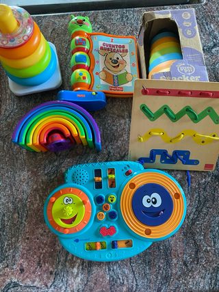 Lote Juguetes Bebé: Pila, Gusano, Arcoíris