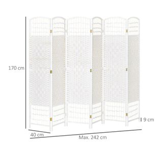 Biombo separador blanco 6 paneles