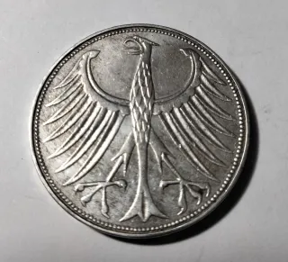 5 MONEDAS ALEMANAS DE 5 MARCOS DE PLATA