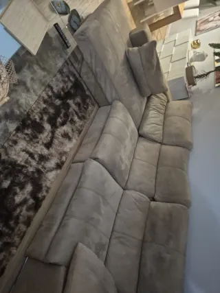 Sofá modular beige tela y ante