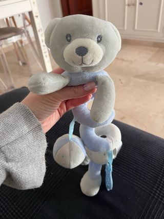 Peluche oso sonajero carrito azul