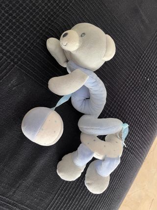 Peluche oso sonajero carrito azul