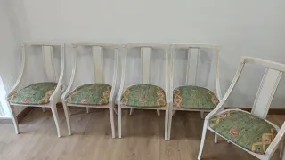 Juego de 5 Sillas de Comedor Blancas