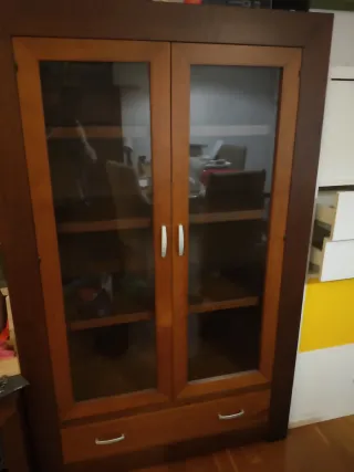 Vitrina de madera y cristal
